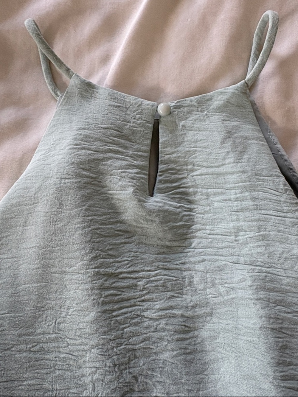 SHEIN Light Sage Halter Cami with Crochet Trim - Picture 8 of 9